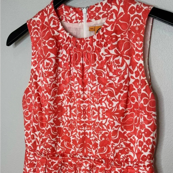 Tory Burch Silk Blend Floral Shift Dress Women size 6 Coral - Picture 2 of 13